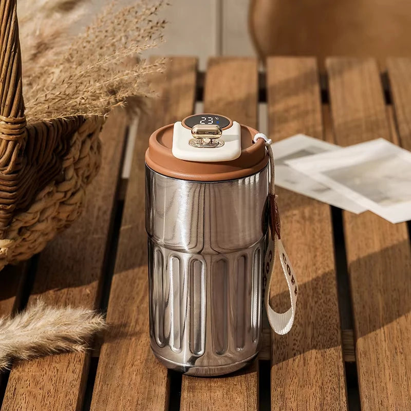 450ML Thermos Water Bottle Smart Display Temperature Stainless Steel Vacuum Coffee Cup Keep Cold and Heat Travel Thermal Mug