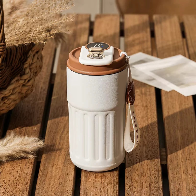 450ML Thermos Water Bottle Smart Display Temperature Stainless Steel Vacuum Coffee Cup Keep Cold and Heat Travel Thermal Mug