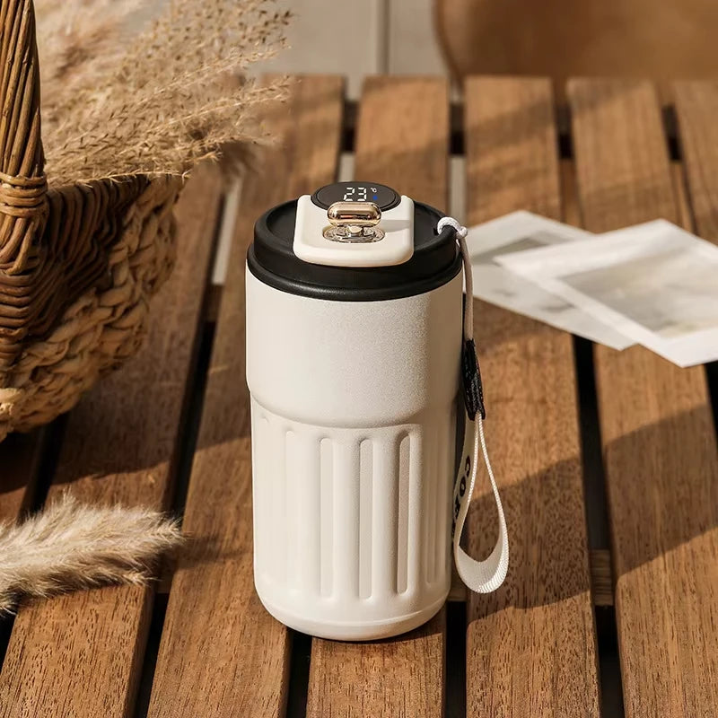 450ML Thermos Water Bottle Smart Display Temperature Stainless Steel Vacuum Coffee Cup Keep Cold and Heat Travel Thermal Mug
