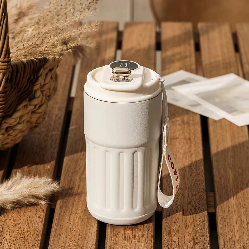 450ML Thermos Water Bottle Smart Display Temperature Stainless Steel Vacuum Coffee Cup Keep Cold and Heat Travel Thermal Mug